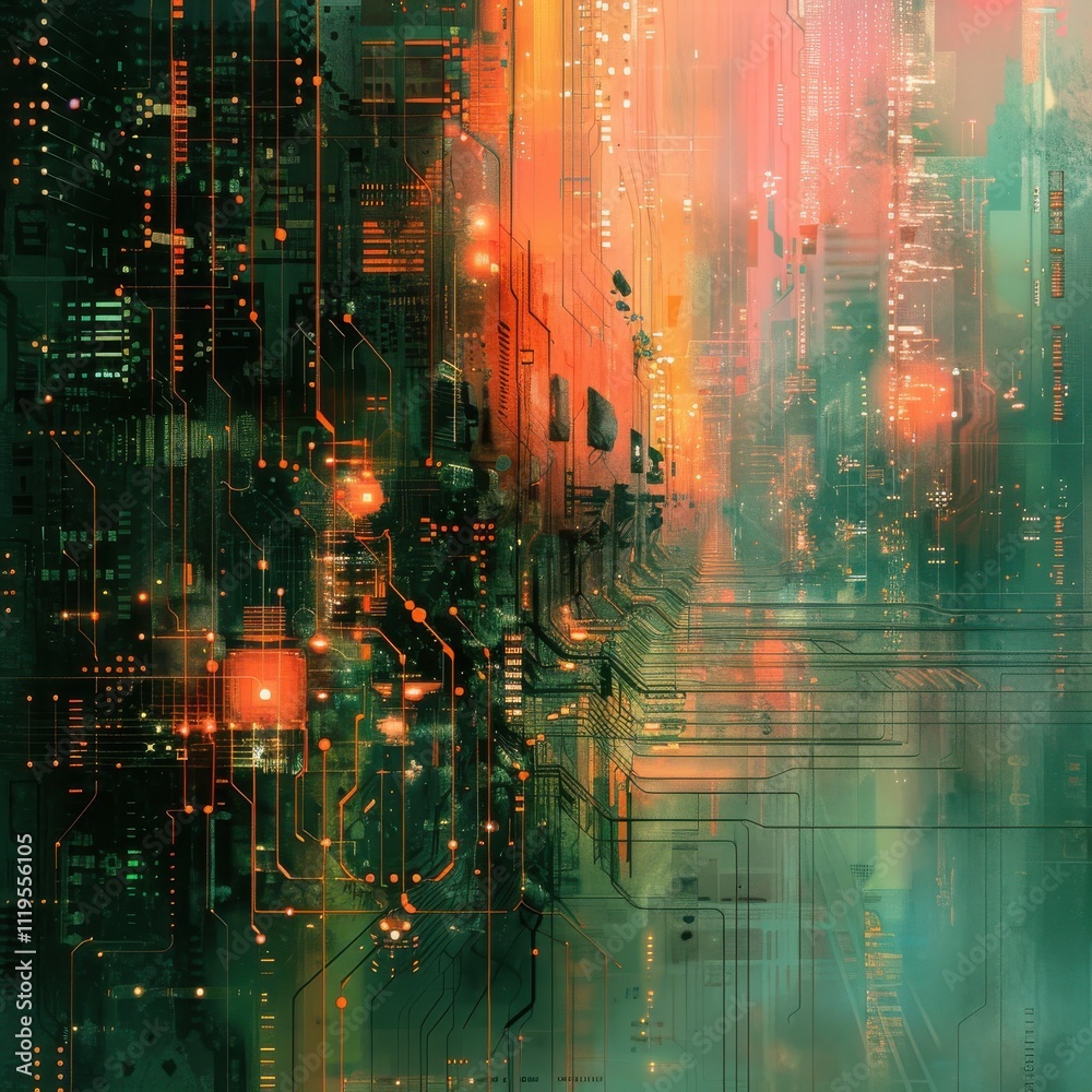 Fototapeta premium Modern Digital Art Of Circuitry