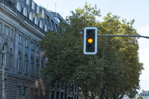 traffic light on the street yellow traffic light