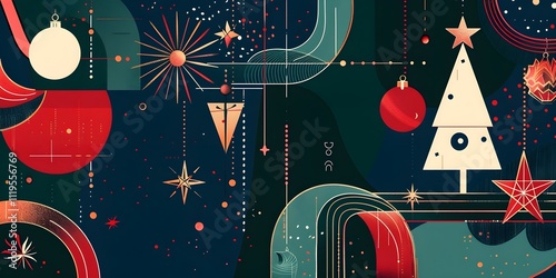 Art Deco Inspired Christmas Invitation Card with Luxury Detailing and Gold Elements
