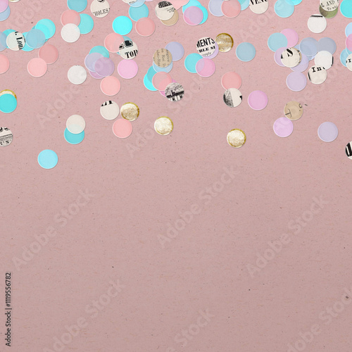 Recycled Paper Confetti on Dusty Pink Background