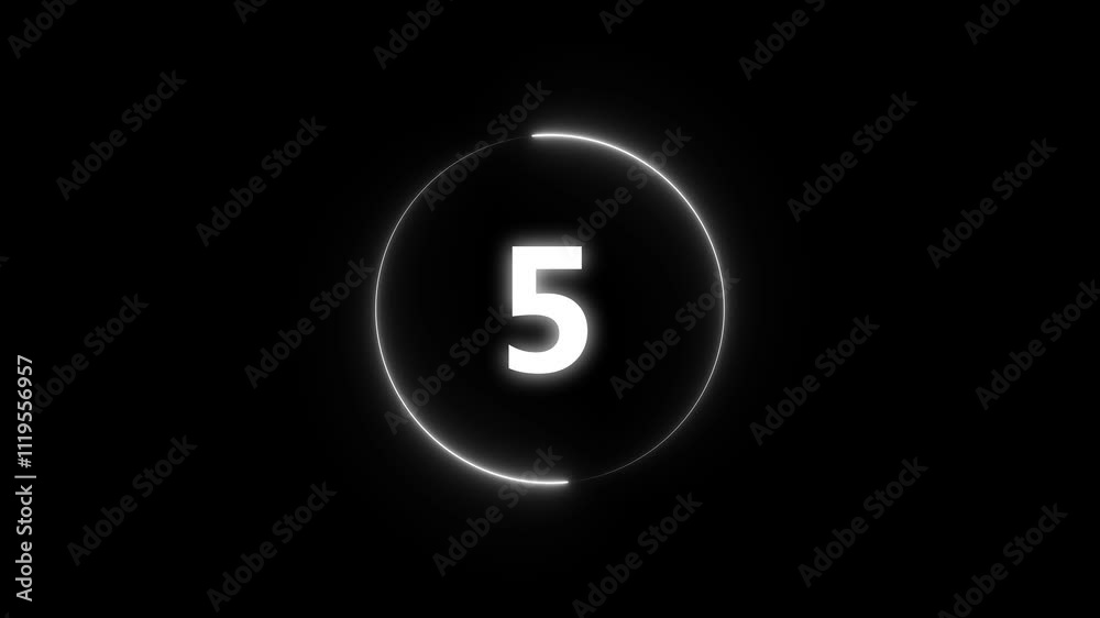 Neon countdown number animation on black background. 0-10 counting down seconds neon number. Neon countdown number animation on black background. 0-10 counting down seconds neon number.