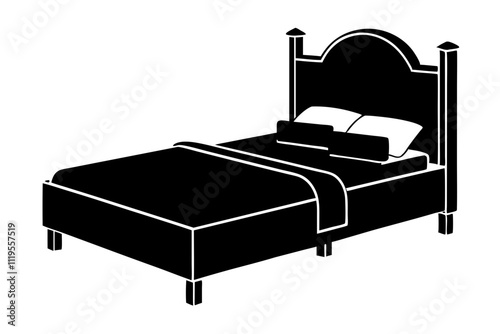 Bed silhouette illustration.