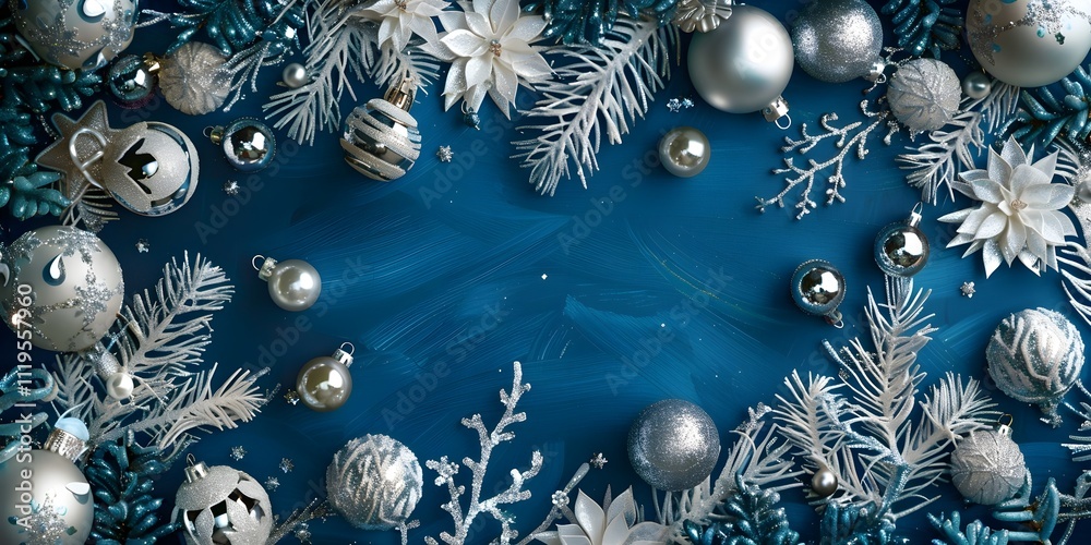 Frame from Christmas ornaments Isolation on blue
Frame from Christmas ornaments Isolation on blue