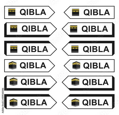 various qibla mosque sign