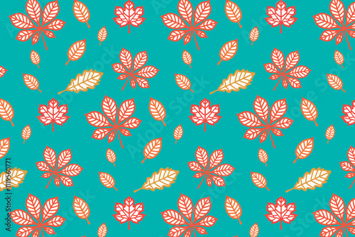 Wallpaper Mural Seamless pattern. Background. Birch, oak, maple, chestnut leaves. . Vector illustration. Flyer background design, advertising background, fabric, clothes, texture, textile pattern. Torontodigital.ca