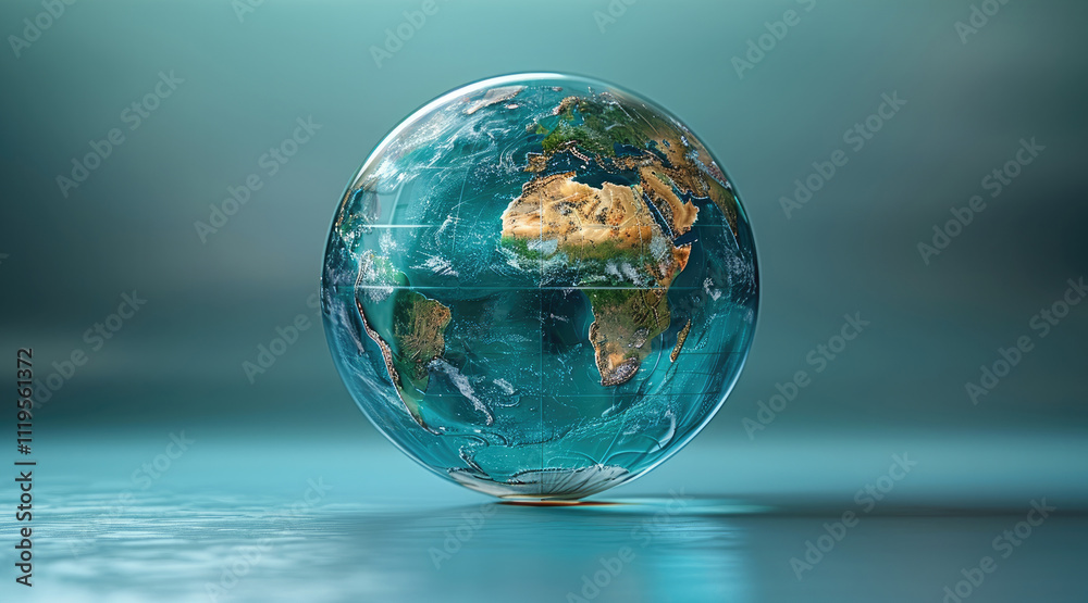 On a soft blue background, a stylized, transparent globe represents global connectivity. On a soft blue background, a stylized, transparent globe represents global connectivity.
