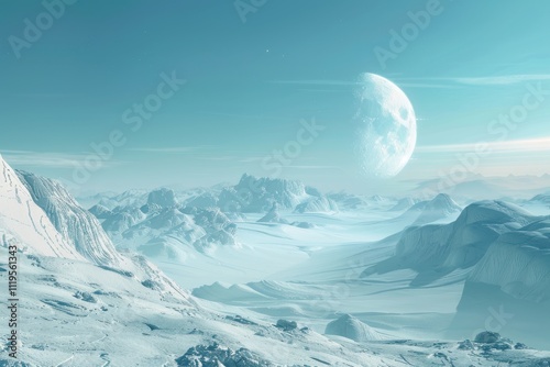 Alien Landscape With Distant Moon