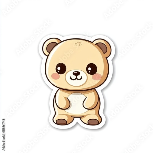 Adorable cartoon tan bear cub illustration.