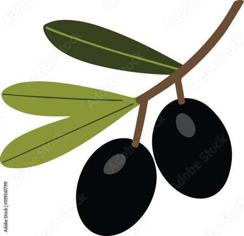 Olive fruit clipart icon vector on a white background.