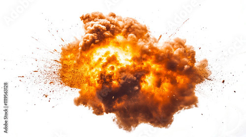 fiery explosion with a dense, billowing smoke cloud