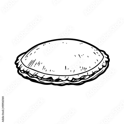Dutch Kroket Filled with Meat Ragout – A Crispy, Breaded Delicacy Popular in the Netherlands Black Outline Vector Illustration