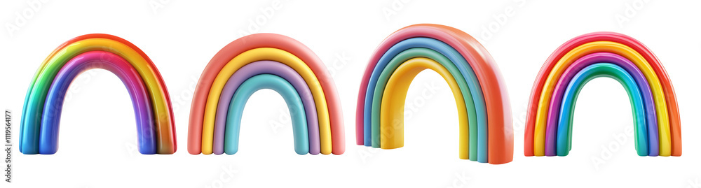 Obraz premium Colorful Rainbows on Transparent Background