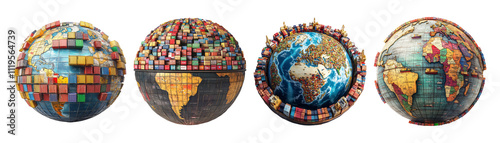 Global Trade Concept with Colorful Cargo Containers
