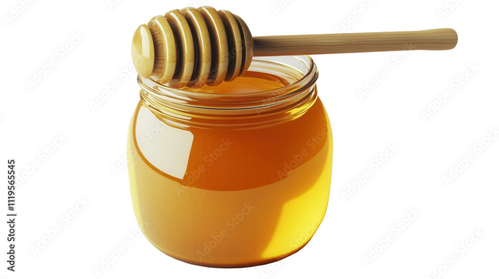 Harvesting sweetness a jar of golden honey in a cozy kitchen setting