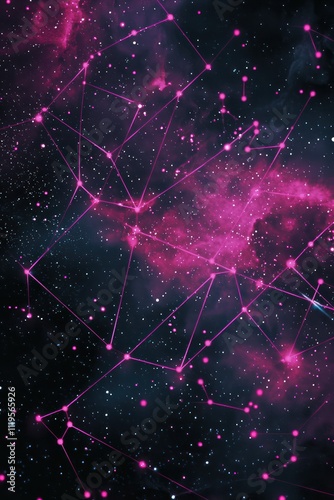 A futuristic pink constellation in the night sky.