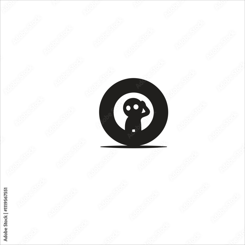 A minimalist silhouette of a person peering through a circular frame, evoking curiosity and mystery. The black and white design emphasizes the intrigue and abstract art style. A minimalist silhouette of a person peering through a circular frame, evoking curiosity and mystery. The black and white design emphasizes the intrigue and abstract art style.