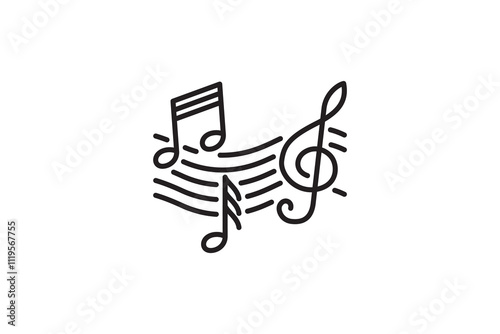 Music notes icons. Black notes symbol on white background. Musical key signs. Vector illustration symbols use line style.