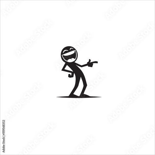 A playful stick figure silhouette is captured in mid-laughter, pointing humorously. The image embodies joy, fun, and carefree expression, perfect for illustrating humor and amusement concepts.
