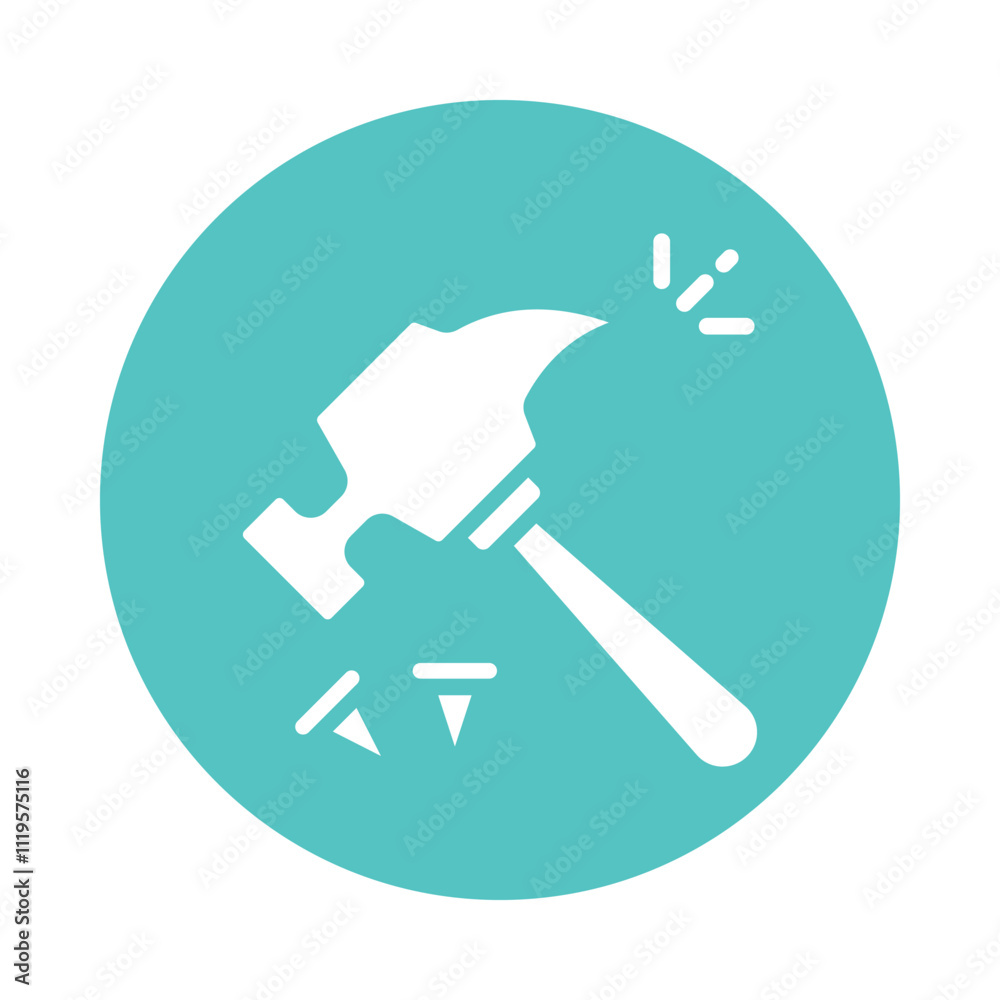 Hammer And Nail Vector Gylph Icon. Eps 10 File Hammer And Nail Vector Gylph Icon. Eps 10 File