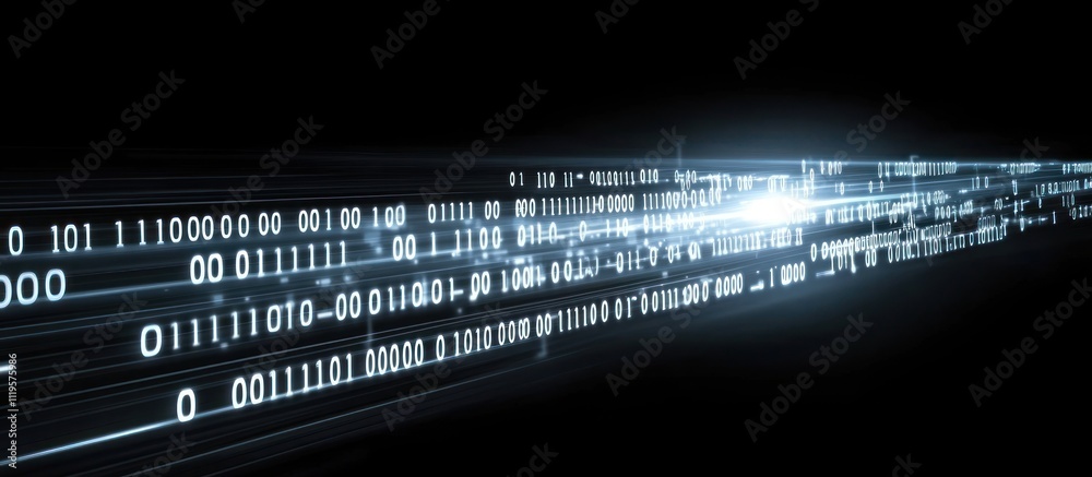 A futuristic binary code stream flowing through glowing lines and lights, on a dark tech background, representing digital data flow, abstract cyber theme A futuristic binary code stream flowing through glowing lines and lights, on a dark tech background, representing digital data flow, abstract cyber theme