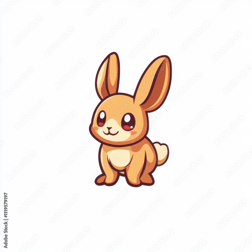 Cute cartoon bunny rabbit illustration, orange fur, big eyes, sitting. Cute cartoon bunny rabbit illustration, orange fur, big eyes, sitting.