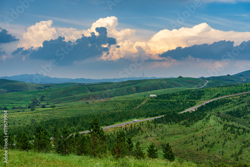 Zhangbei grassland skyline in China photo