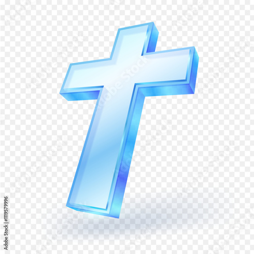 Glass cross icon on transparent background. Vector illustration.