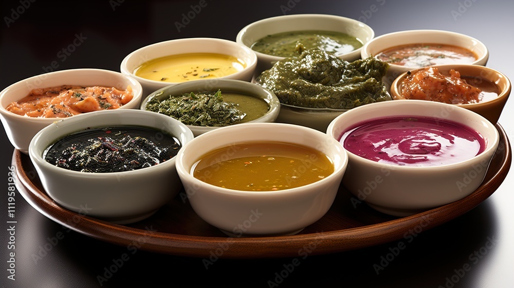Various sauces in bowls isolated on transparent, png Various sauces in bowls isolated on transparent, png