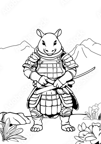 coloring page samurai