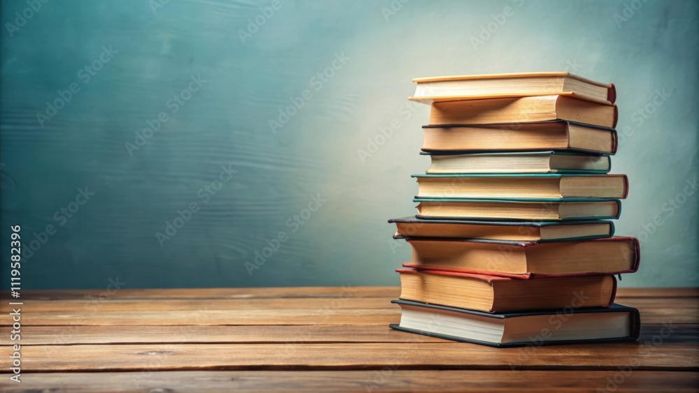 Education concept with stack of books on a table, education, studying, learning, knowledge, literature, library Education concept with stack of books on a table, education, studying, learning, knowledge, literature, library