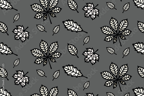 Seamless pattern. Background. Birch, oak, maple, chestnut leaves. . Vector illustration. Flyer background design, advertising background, fabric, clothes, texture, textile pattern. photo