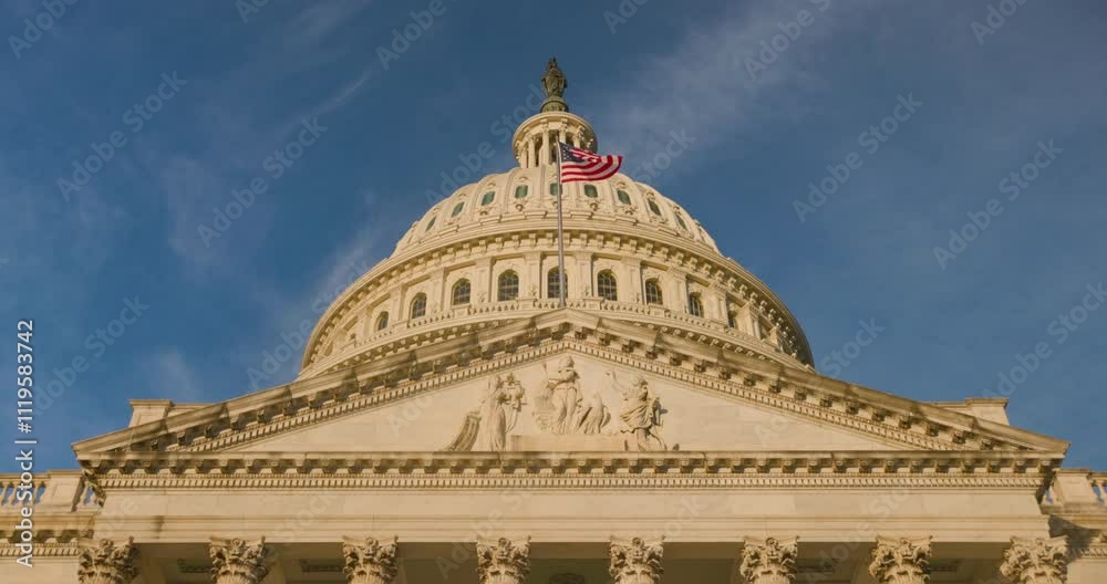 Low angle view of the U.S. Capitol in Washington D.C. on Capitol Hill Low angle view of the U.S. Capitol in Washington D.C. on Capitol Hill