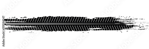 Grunge tire track, wheel braking marks. Truck, car or motorcycle tread pattern silhouette. Auto race, motorsport, speed racing design element.