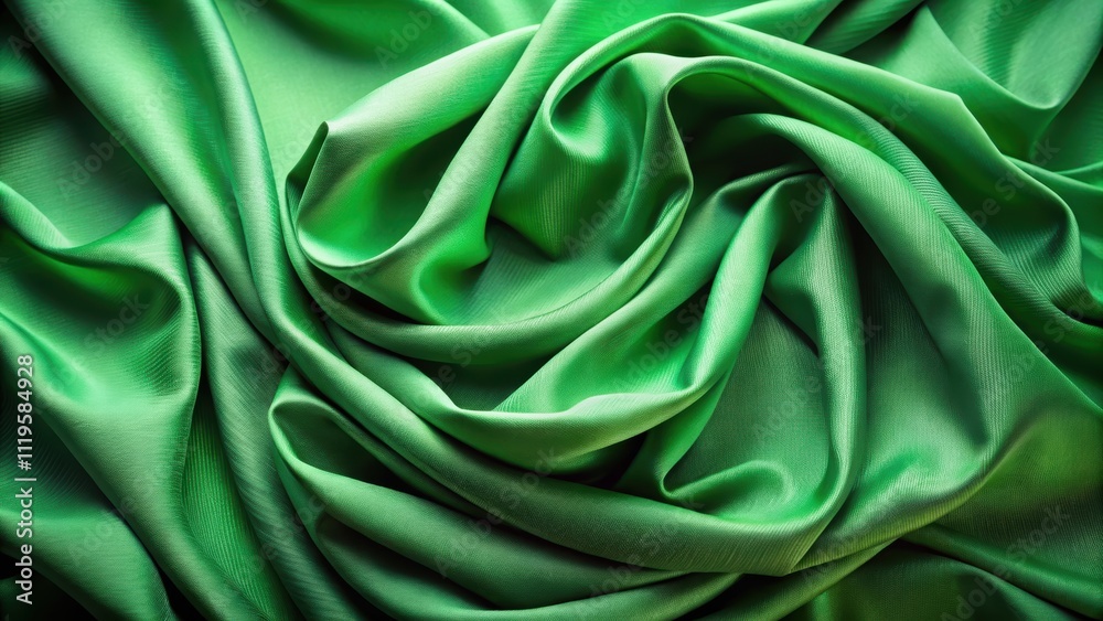 Obraz premium Green fabric with large folds, abstract background, green, fabric, folds, abstract, background, texture, material, draping