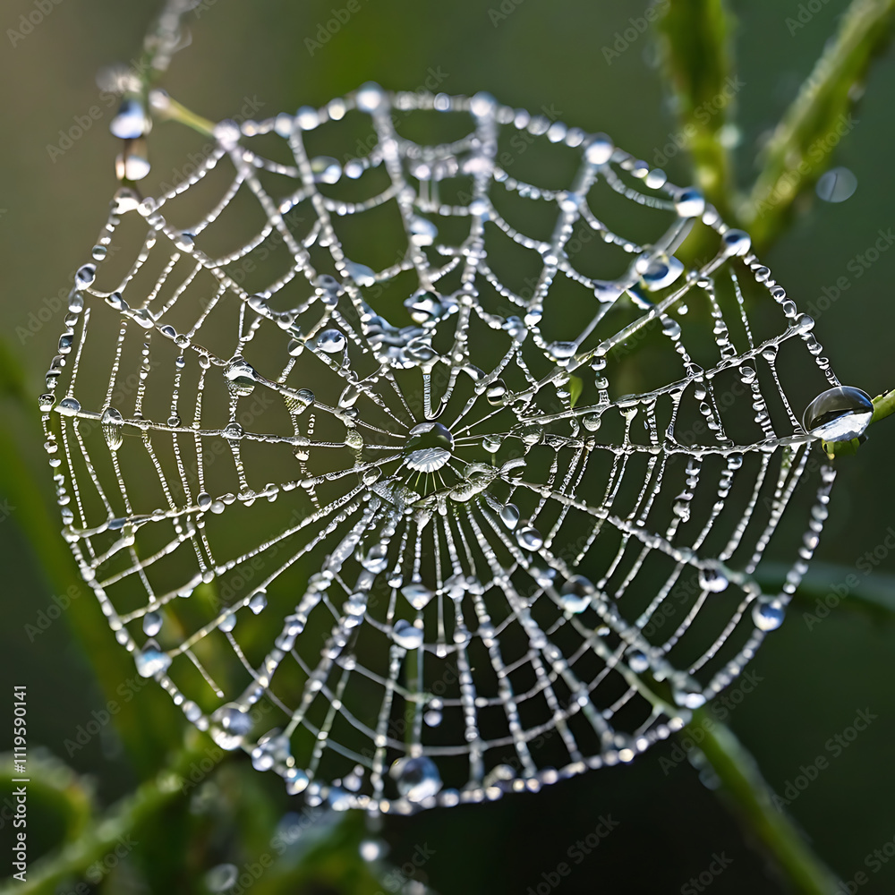 Obraz premium spider web with dew drops