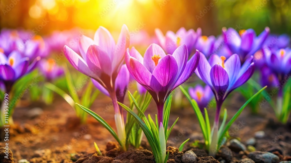 Vibrant spring saffron flowers blooming in a garden , spring, saffron, flowers, blooming, vibrant, garden, nature, season Vibrant spring saffron flowers blooming in a garden , spring, saffron, flowers, blooming, vibrant, garden, nature, season