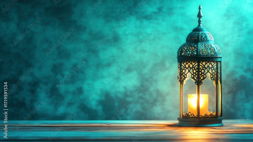 Elegant Lantern Radiating Soft Light Next to Mosque Elegant Lantern Radiating Soft Light Next to Mosque