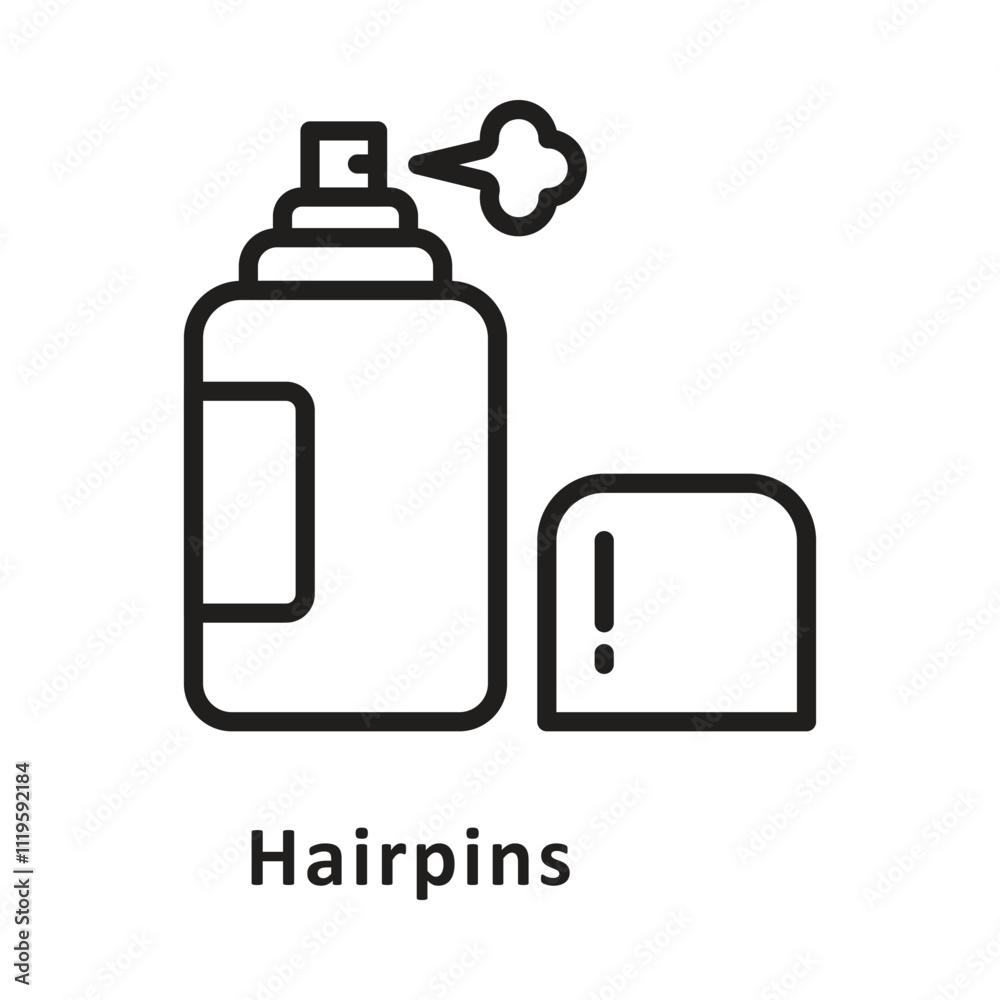 hairpins Vector Outline Icon. Eps 10 File hairpins Vector Outline Icon. Eps 10 File