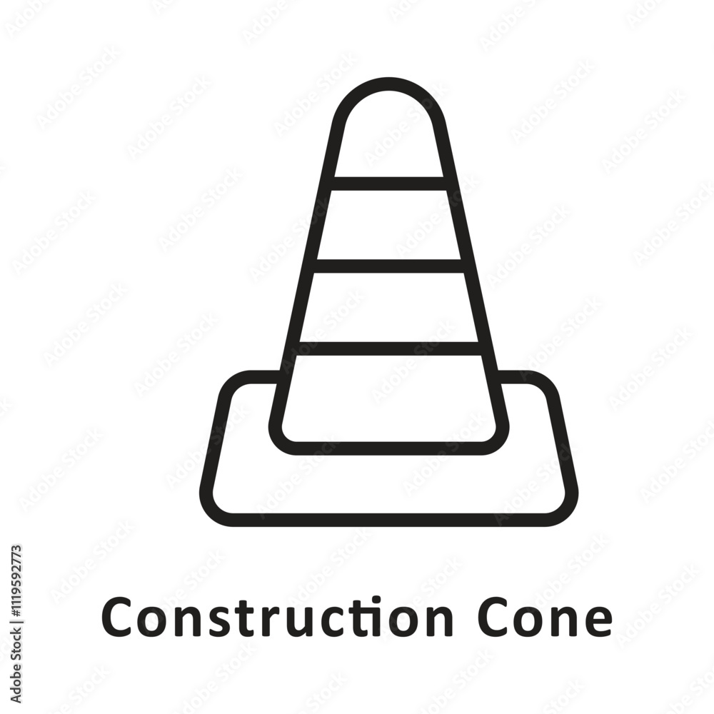 Construction Cone Vector Outline Icon. Eps 10 File Construction Cone Vector Outline Icon. Eps 10 File