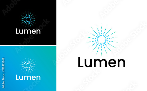 lumen LED lightbulb logo vector rotating shine design