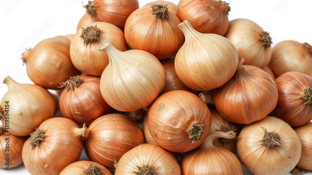 Fresh bulbs of onion with green stems on a clean white background, whole, cooking, diet Fresh bulbs of onion with green stems on a clean white background, whole, cooking, diet