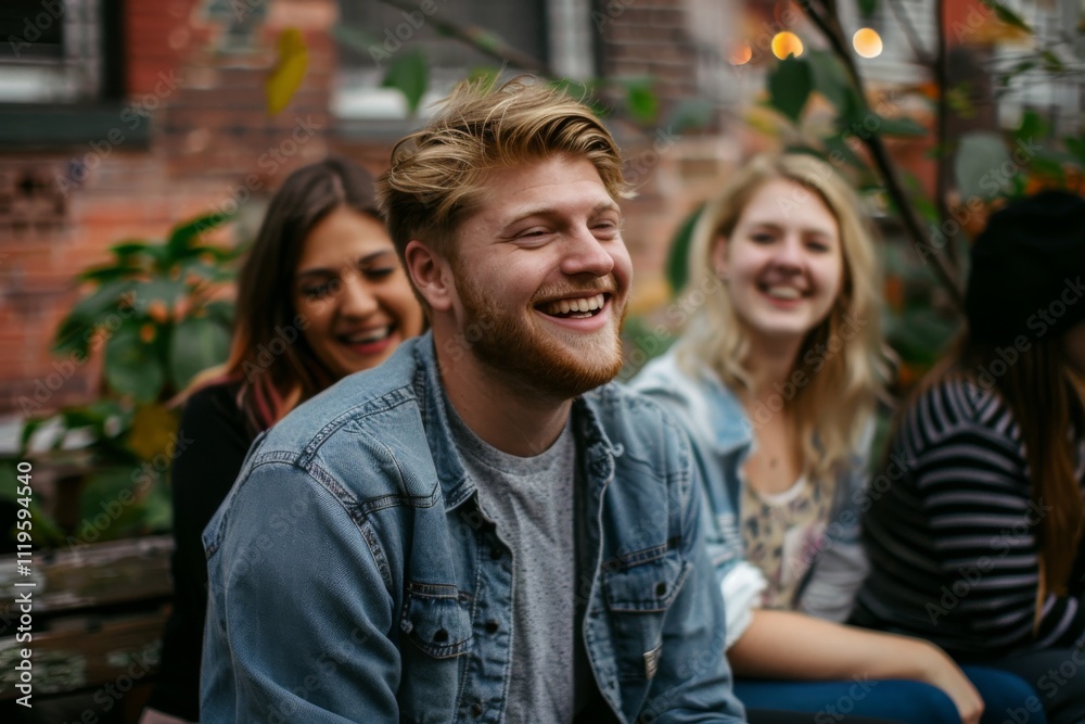 Group of friends having fun together on a rooftop terrace in the city Group of friends having fun together on a rooftop terrace in the city