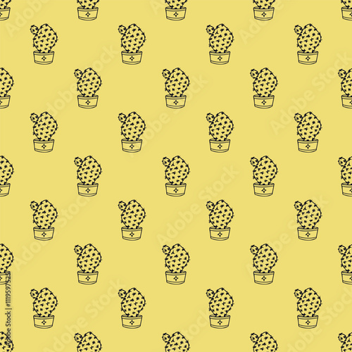 Seamless pattern with cactus doodle for decorative print, wrapping paper, greeting cards and fabric