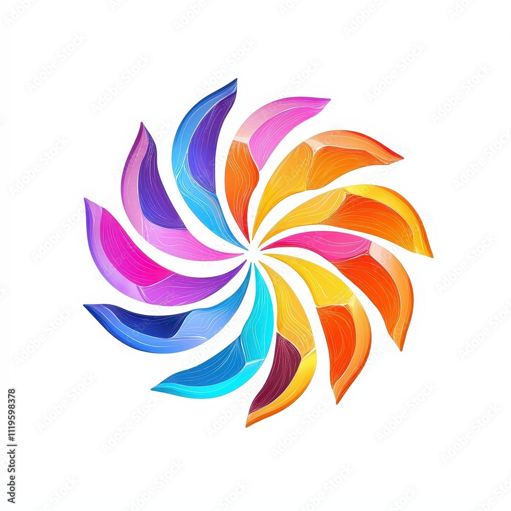 Design of flower circle abstract icon logo illustration isolated on white background