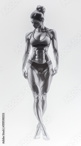 Full-length anatomical view of a fitness woman