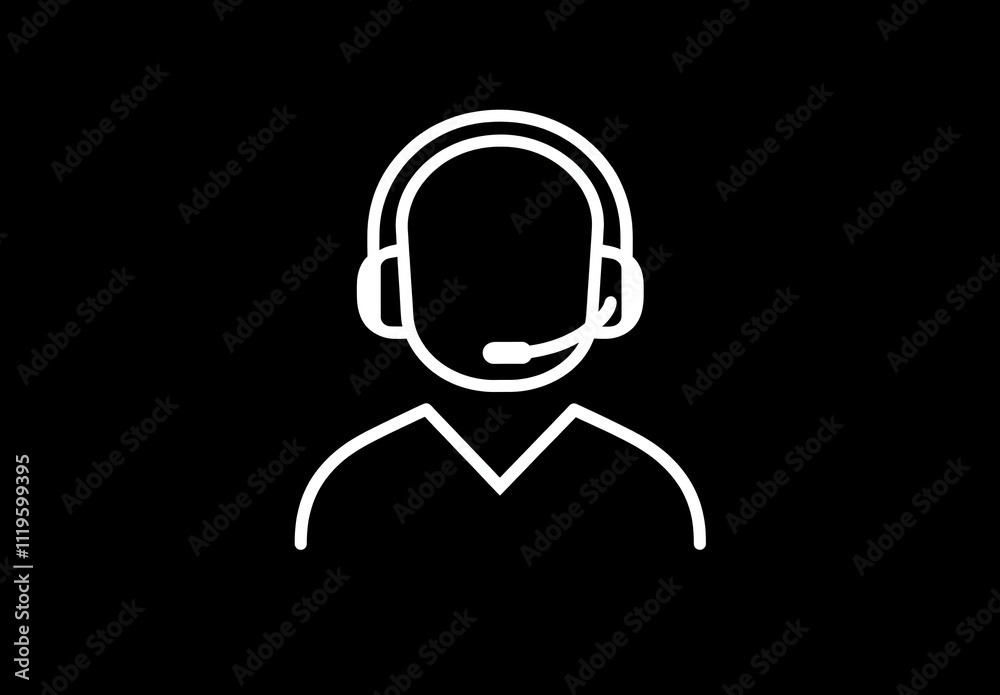 Silhouette of a call center operator wearing a headset against a black background during nighttime Silhouette of a call center operator wearing a headset against a black background during nighttime