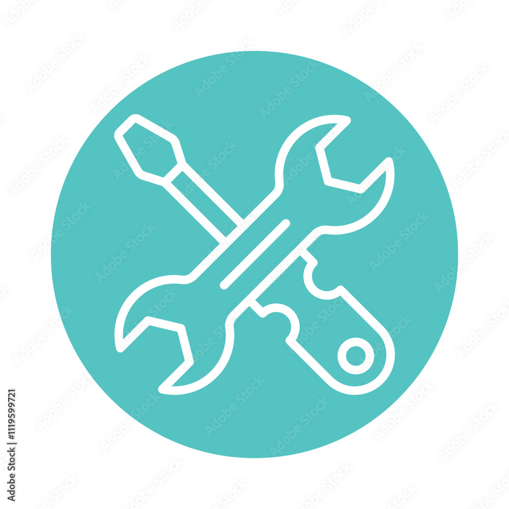 Repair Tool Vector Gylph circle Outline Icon. Eps 10 File Repair Tool Vector Gylph circle Outline Icon. Eps 10 File