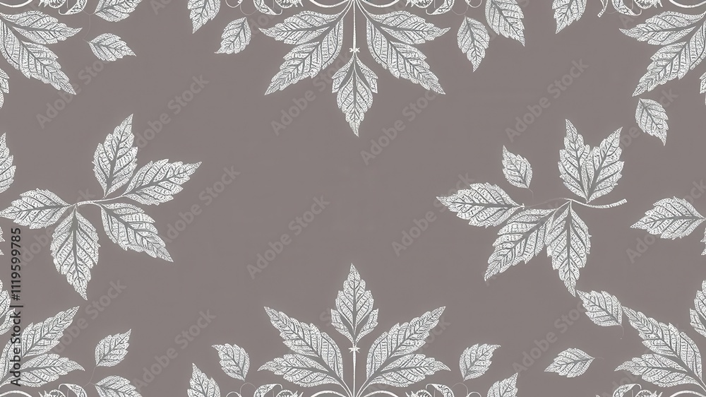 Obraz premium Seamless silver lace leaves wallpaper pattern with intricate design and shimmering details, pattern, seamless