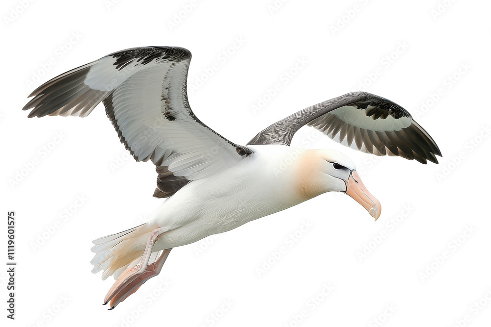 Fototapeta premium Sharp Focus on Albatross Isolated on Seamless White Background Perfect for Nature and Wildlife Exhibitions