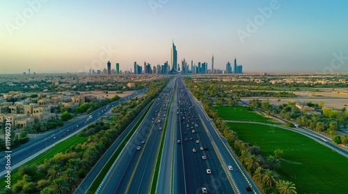 drone photo of a street in a saudi arabian city